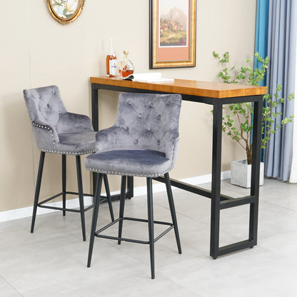 Modern style bar chair with armrests and footrests, riveted design is more fashionable（set of 2）