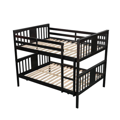 Full over Full Bunk Bed with Ladder for Bedroom, Guest Room Furniture-Espresso(OLD SKU :LP000203AAP)