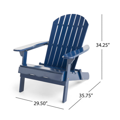 Milan Outdoor Acacia Folding Blue  Adirondack Chair