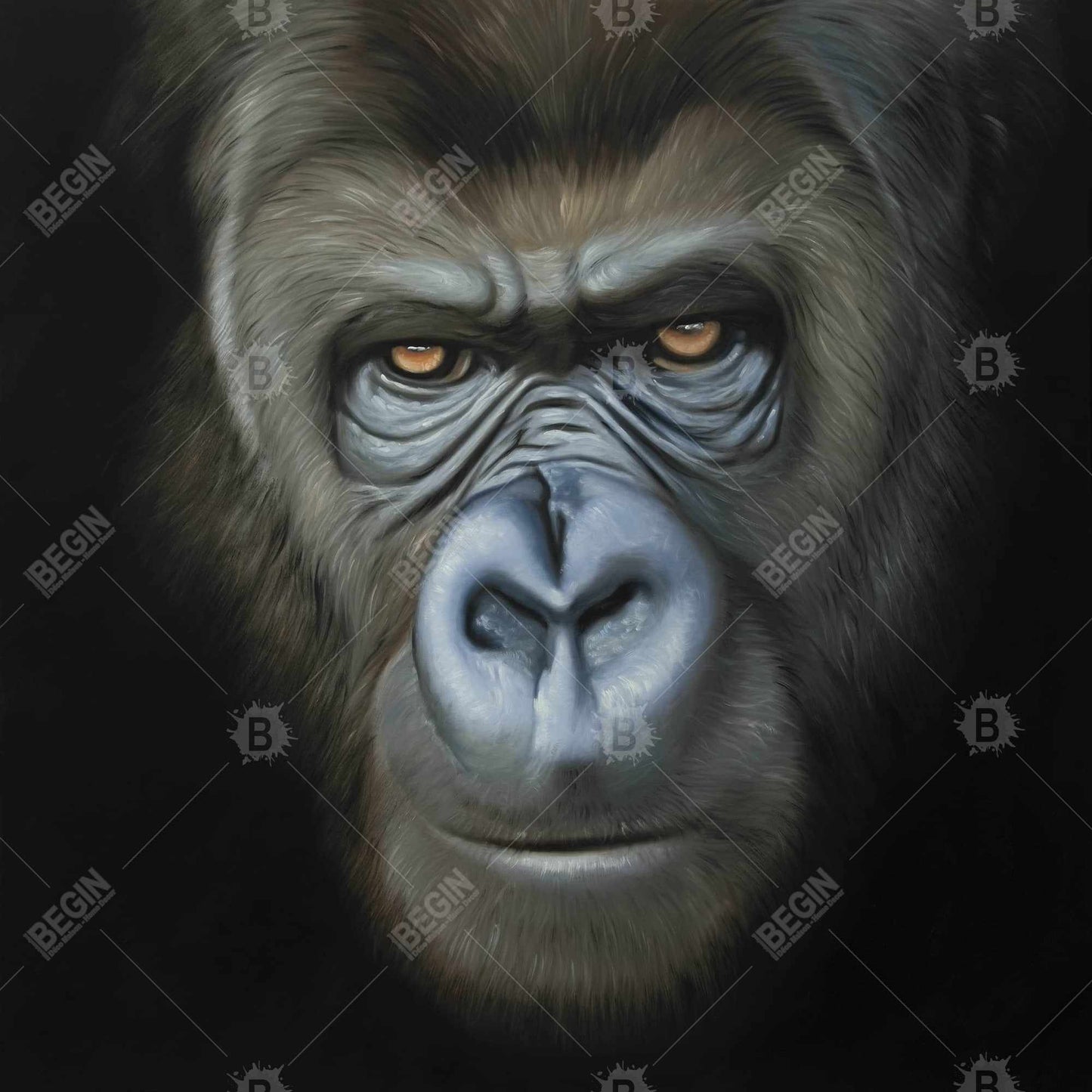 Gorilla face - 12x12 Print on canvas