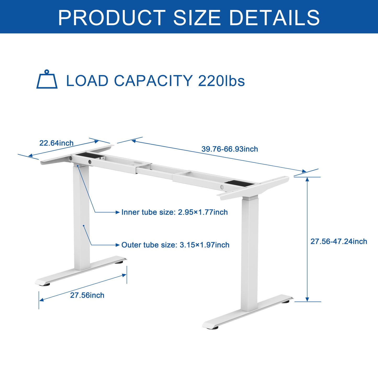 Ergonomic Standing Desk Base Workstation Frame Only，silver grey