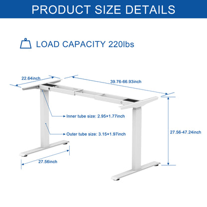 Ergonomic Standing Desk Base Workstation Frame Only，silver grey