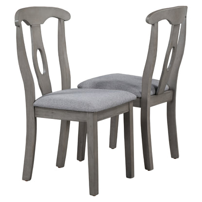 TOPMAX Rustic Wood Padded Dining Chairs for 4, Grey