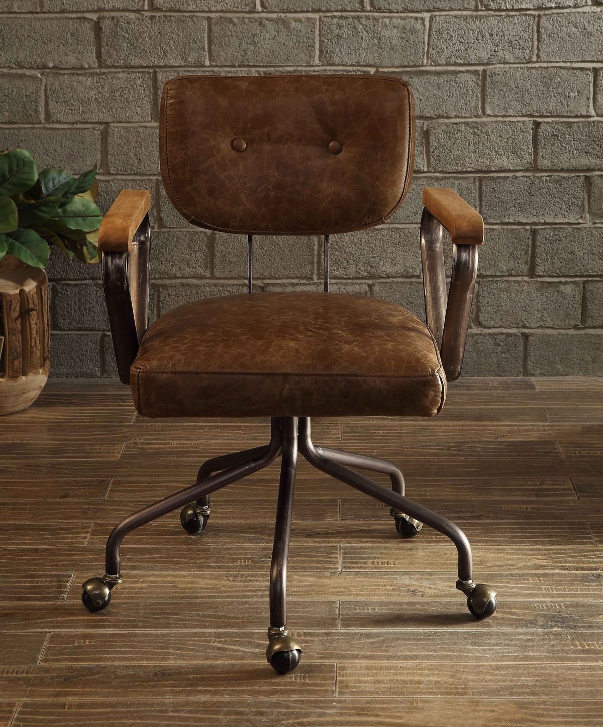 ACME Hallie Office Chair in Vintage Whiskey Top Grain Leather 92410