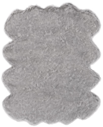 Dark Grey Faux Fur Area Rug 6x7.5