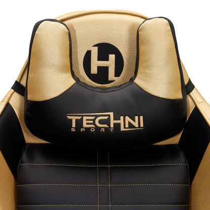 Techni Sport Ergonomic Racing Style Gaming  Chair - Golden