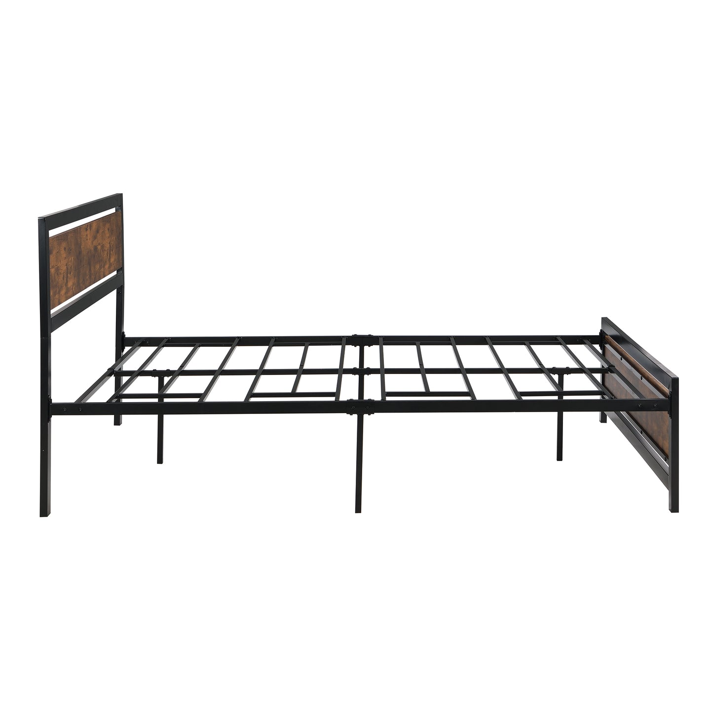 Metal and Wood Bed Frame with Headboard and Footboard ,Queen Size Platform Bed ,No Box Spring Needed, Easy to Assemble(Black)