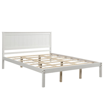 Platform Bed Frame with Headboard , Wood Slat Support , No Box Spring Needed ,Queen,White(OLD SKU:WF191420AAK)