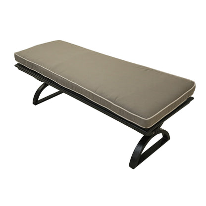 Outdoor Aluminum Bench with Cushion, Espresso Brown/Canvas Taupe