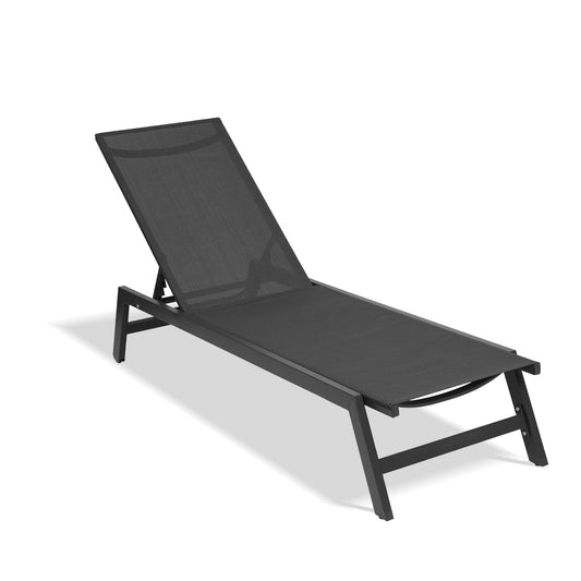 Outdoor Chaise Lounge Chair,Five-Position Adjustable Aluminum Recliner,All Weather For Patio,Beach,Yard, Pool(Grey Frame/Black Fabric)