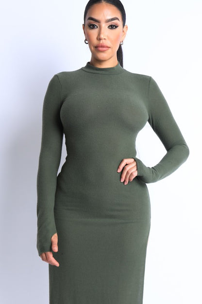 Hacci mockneck long sleeve dress