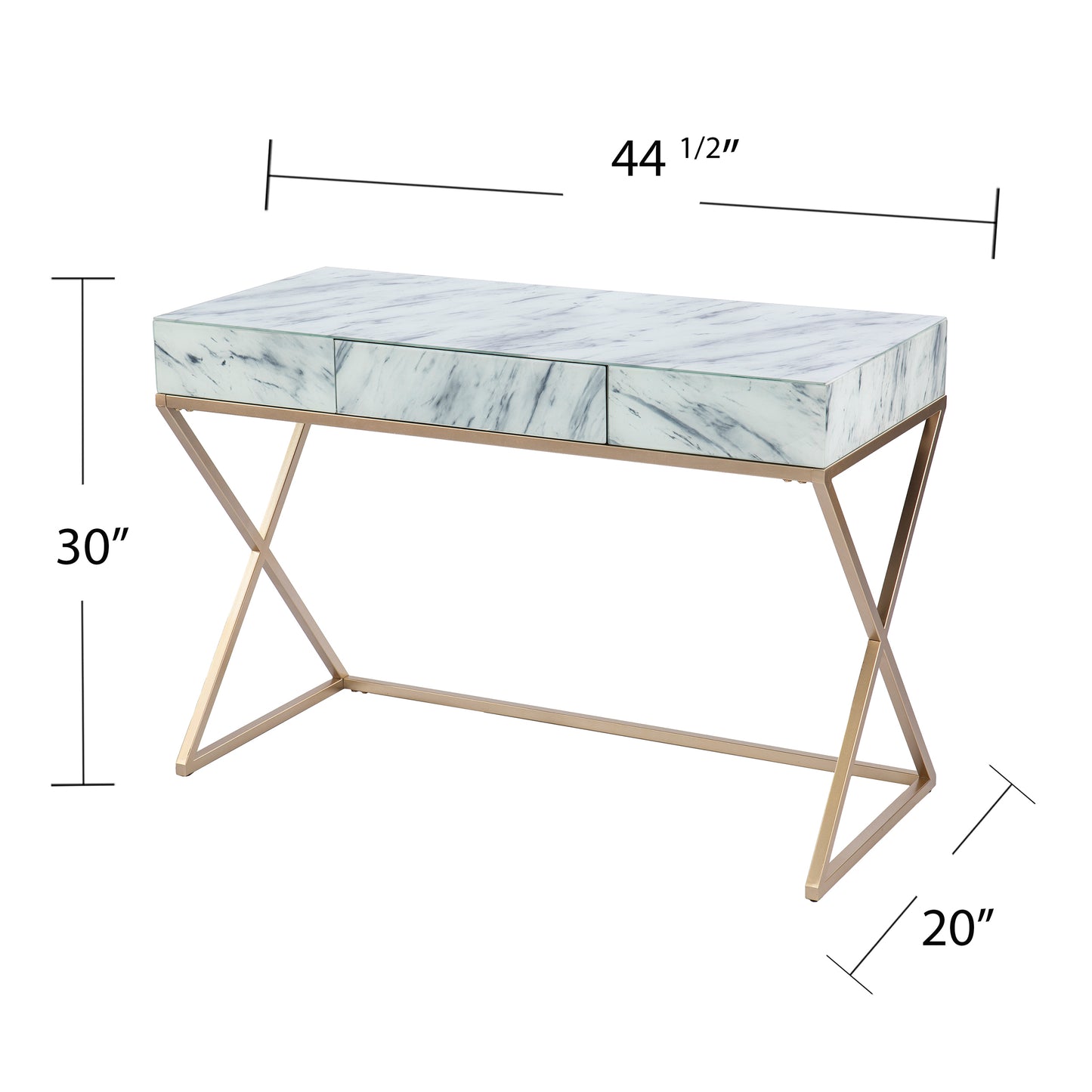 Kamblemore Faux Marble Writing Desk w/ Storage