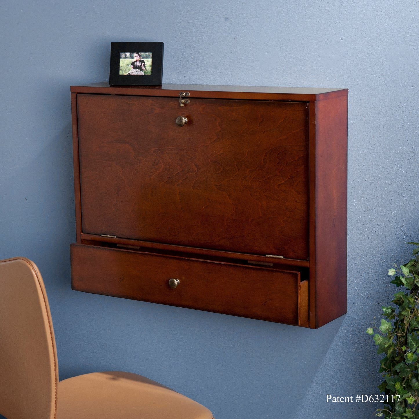 Benwick Wall Mount Laptop Desk - Brown Mahogany