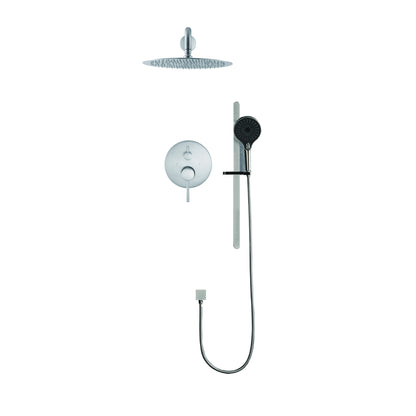 Shower System 10 Inch Square Bathroom Luxury Rain Mixer Shower Combo Set Pressure Balanced Shower System with Shower Head, Hand Shower, Slide Bar, Shower Arm, Hose, and Valve Trim