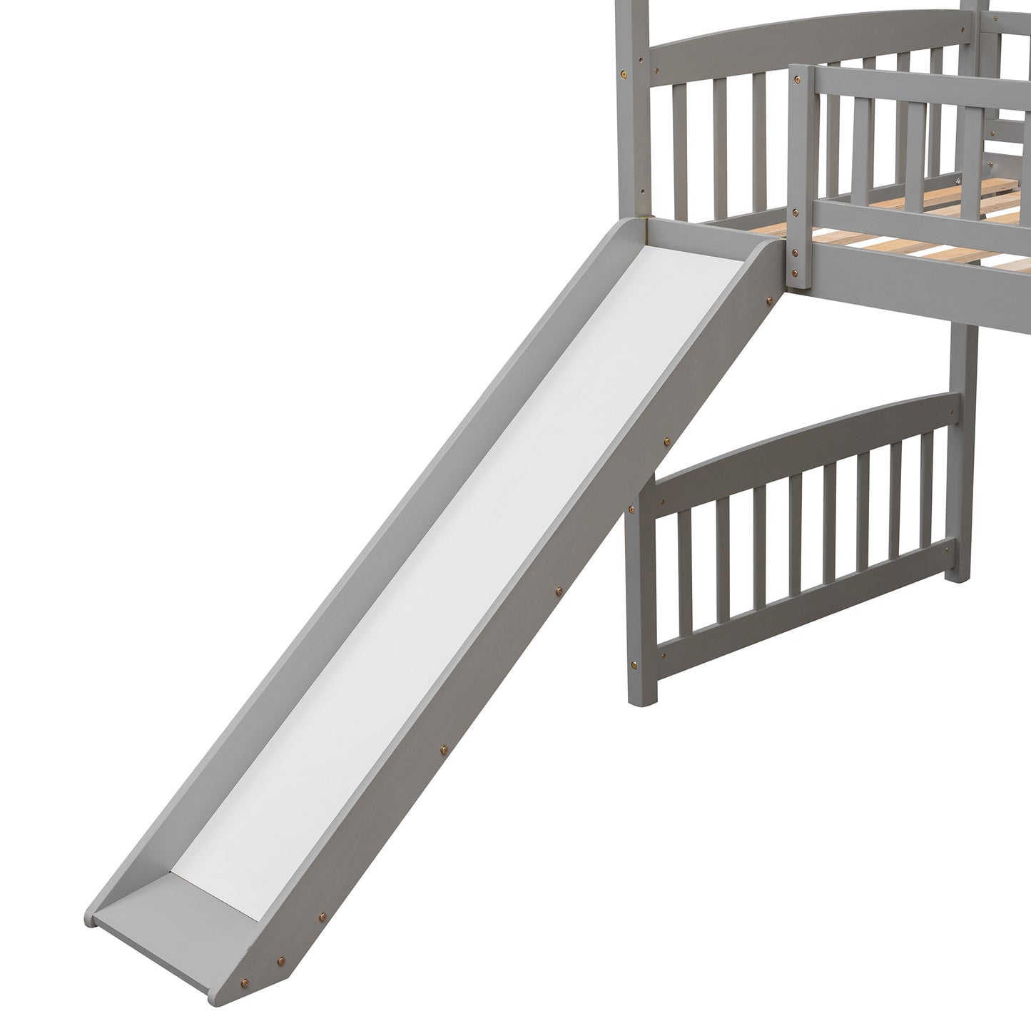 Twin Loft Bed with Slide, House Bed with Slide,White(OLD SKU :LT000212AAE)