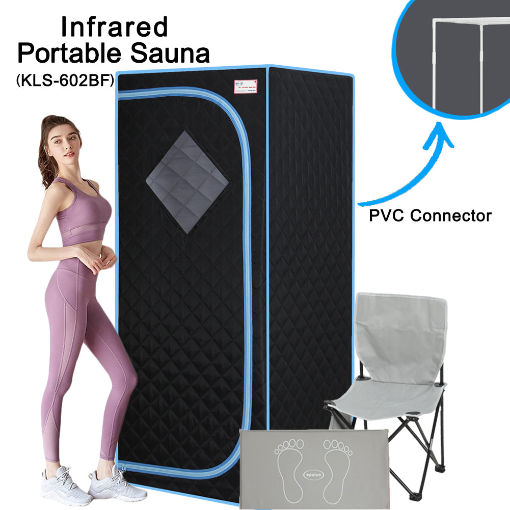 Portable Full Size Black Infrared Sauna tent–Personal Home Spa, with Infrared Panels, Heating Foot Pad,Controller, Foldable Chair ,Reading light.Easy to Install.Fast heating, with FCC Certification.