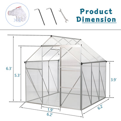 Polycarbonate Greenhouse Raised Base and Anchor Aluminum Heavy Duty Walk-in Greenhouses for Outdoor Backyard in All Season