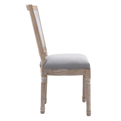 HengMing Upholstered Fabrice French Dining Chair,Set of 2,Light grey