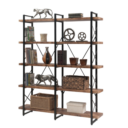 [VIDEO] Home Office 5 Tier Bookshelf, X Design Etageres Storage Shelf, Industrial Bookcase for Office with Metal Frame