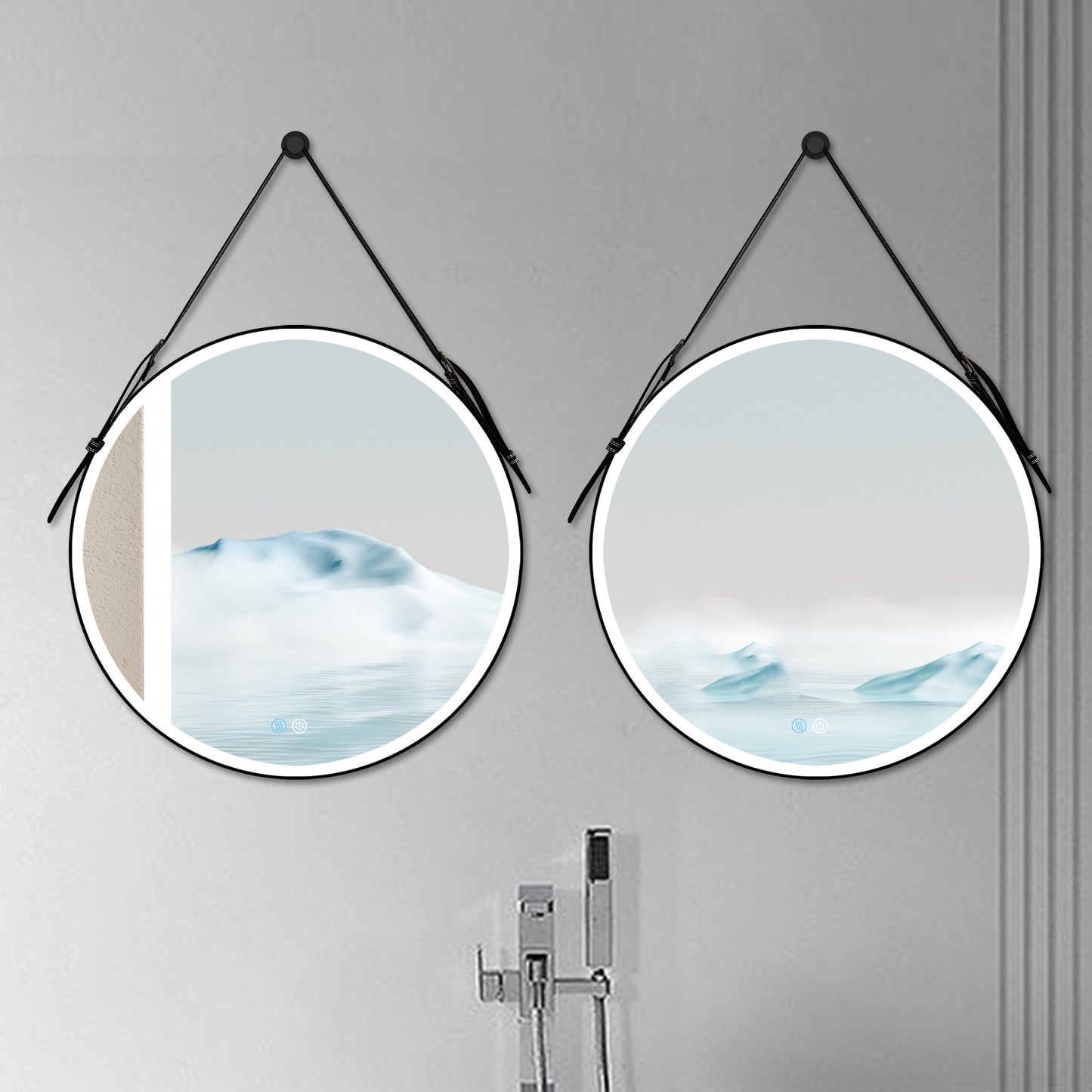 Bathroom LED Mirror 32 Inch Round Bathroom Mirror with Lights Smart 3 Lights Dimmable Illuminated Bathroom Mirror Wall Mounted Large LED Mirror Anti-Fog Lighted Vanity Mirror