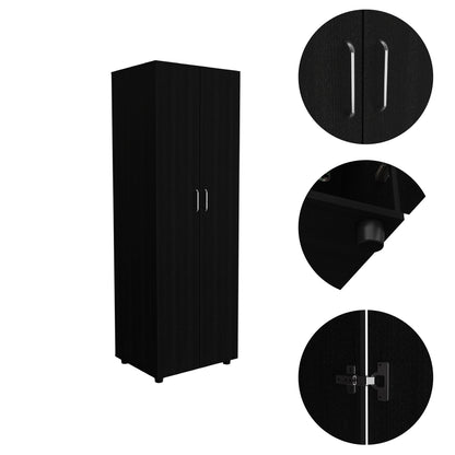 Chagrin 2-Shelf Rectangle Armoire  Black Wengue