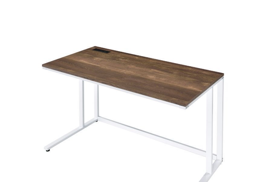 ACME Tyrese Built-in USB Port Writing Desk, Walnut & White Finish 93094