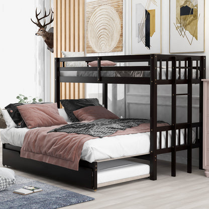 Twin over Pull-out Bunk Bed with Trundle, Espresso