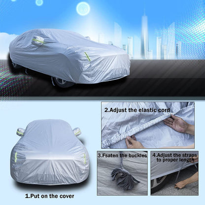 Car Cover Waterproof All Weather,6-Layer Heavy Duty Outdoor Cover for Sedans ,Waterproof, UV Protection, Anti-Scratch Protective Lining (Sedan （195-204" Long)