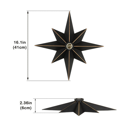 16 inch Flush Mount Ceiling Light, Industrial Black Metal Star Ceiling Lights