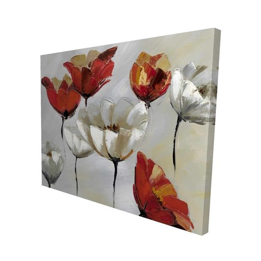 Abstract red and white flowers - 16x20 Print on canvas
