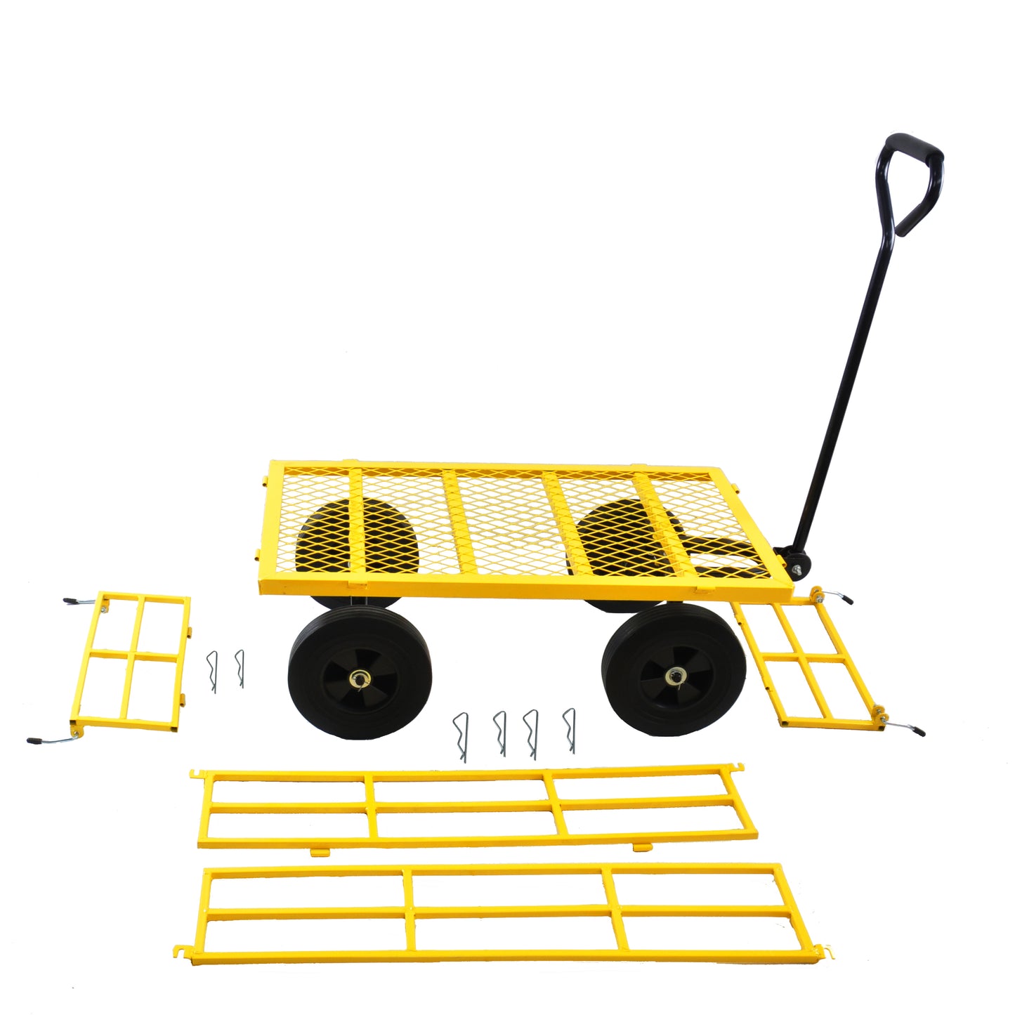 Tools cart Wagon Cart Garden cart trucks make it easier to transport firewood （Yellow colour）