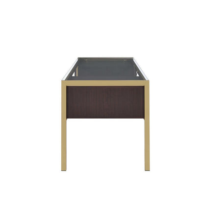 ACME Yumia Desk in Gold & Clear Glass 92785