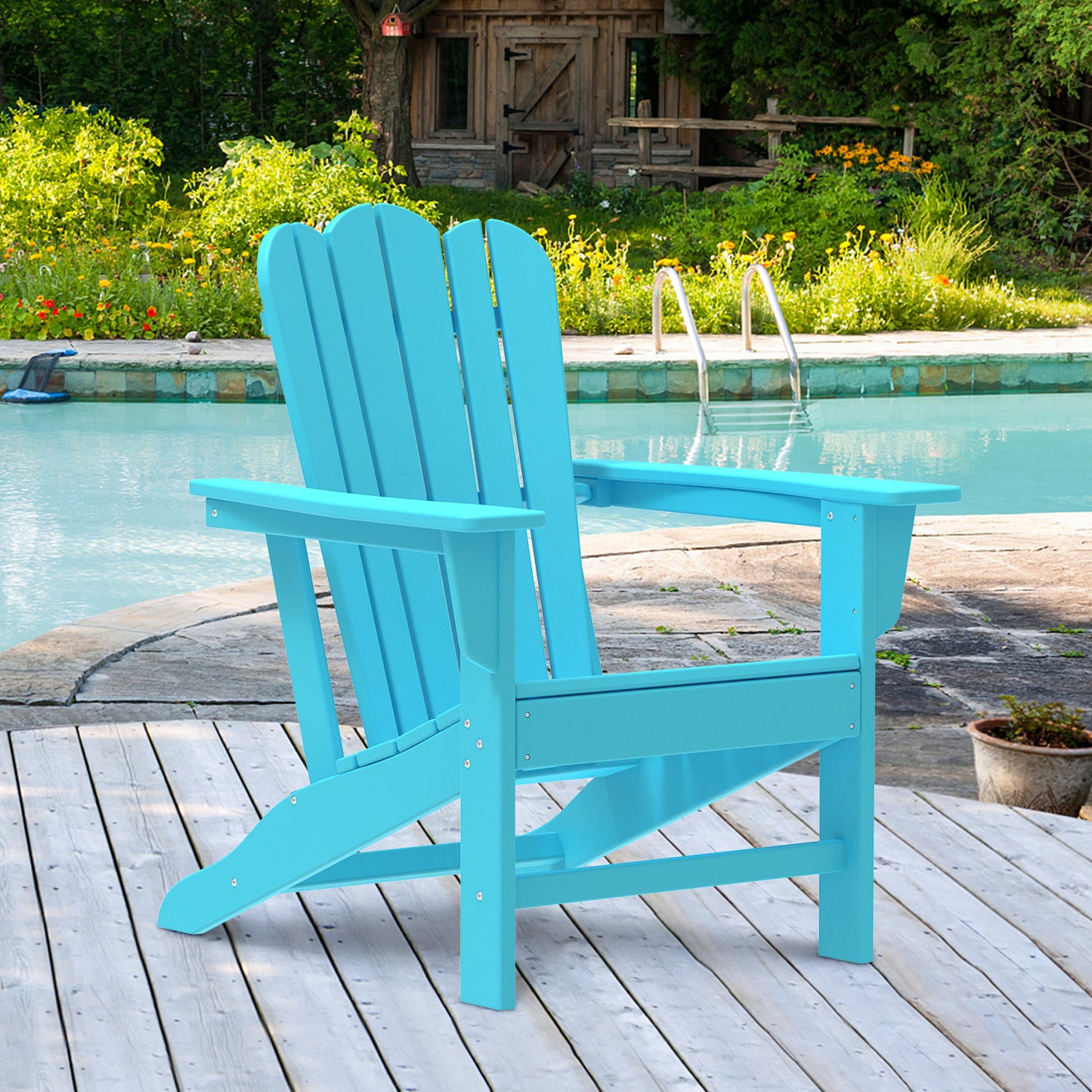 Resistant Adirondack Chair for Patio Deck Garden
Plastic Adirondack Chair, Fire Pit Chair, Blue,1 piece.