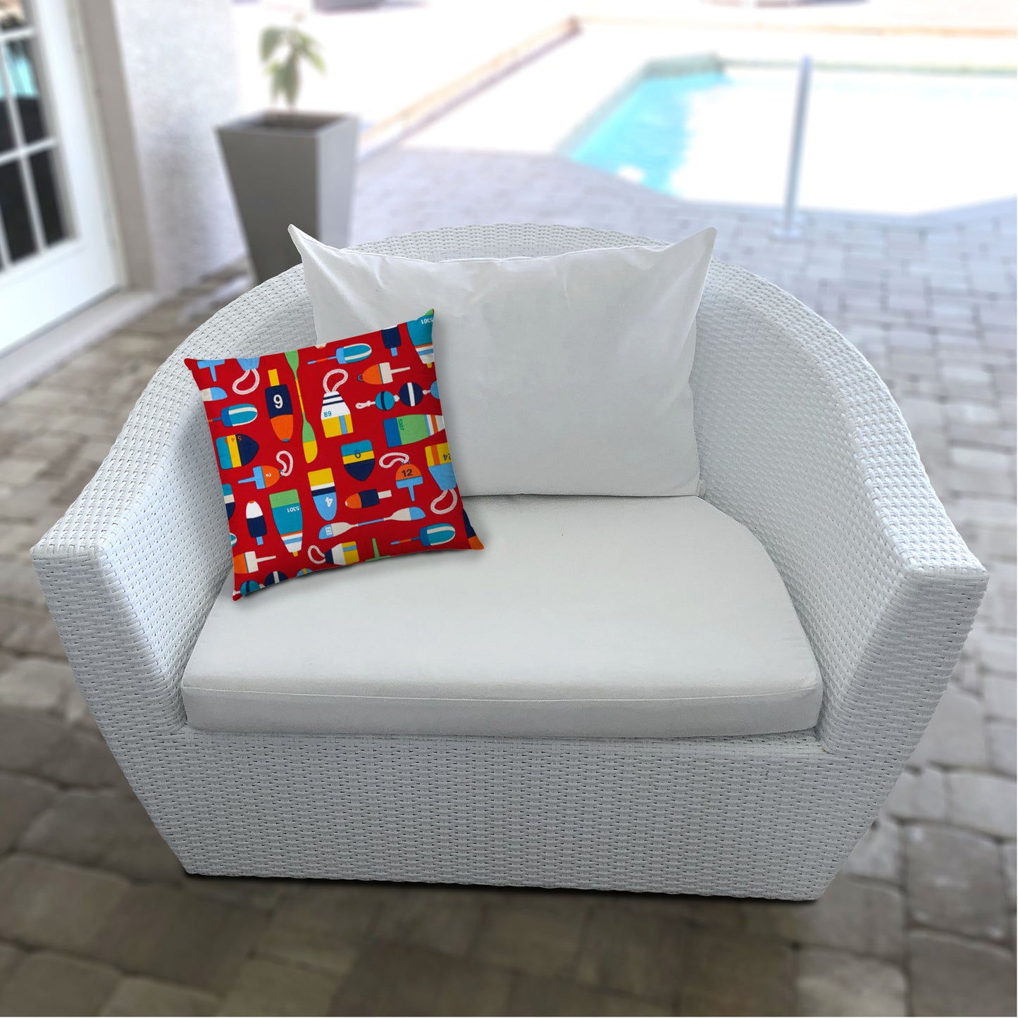 BUOY Red Indoor/Outdoor Pillow - Sewn Closure