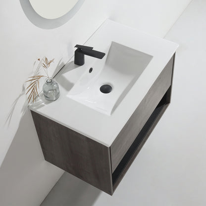 30 inches Floating Bathroom Vanity Combo with Integrated Single Sink and 1 Soft Close Drawer