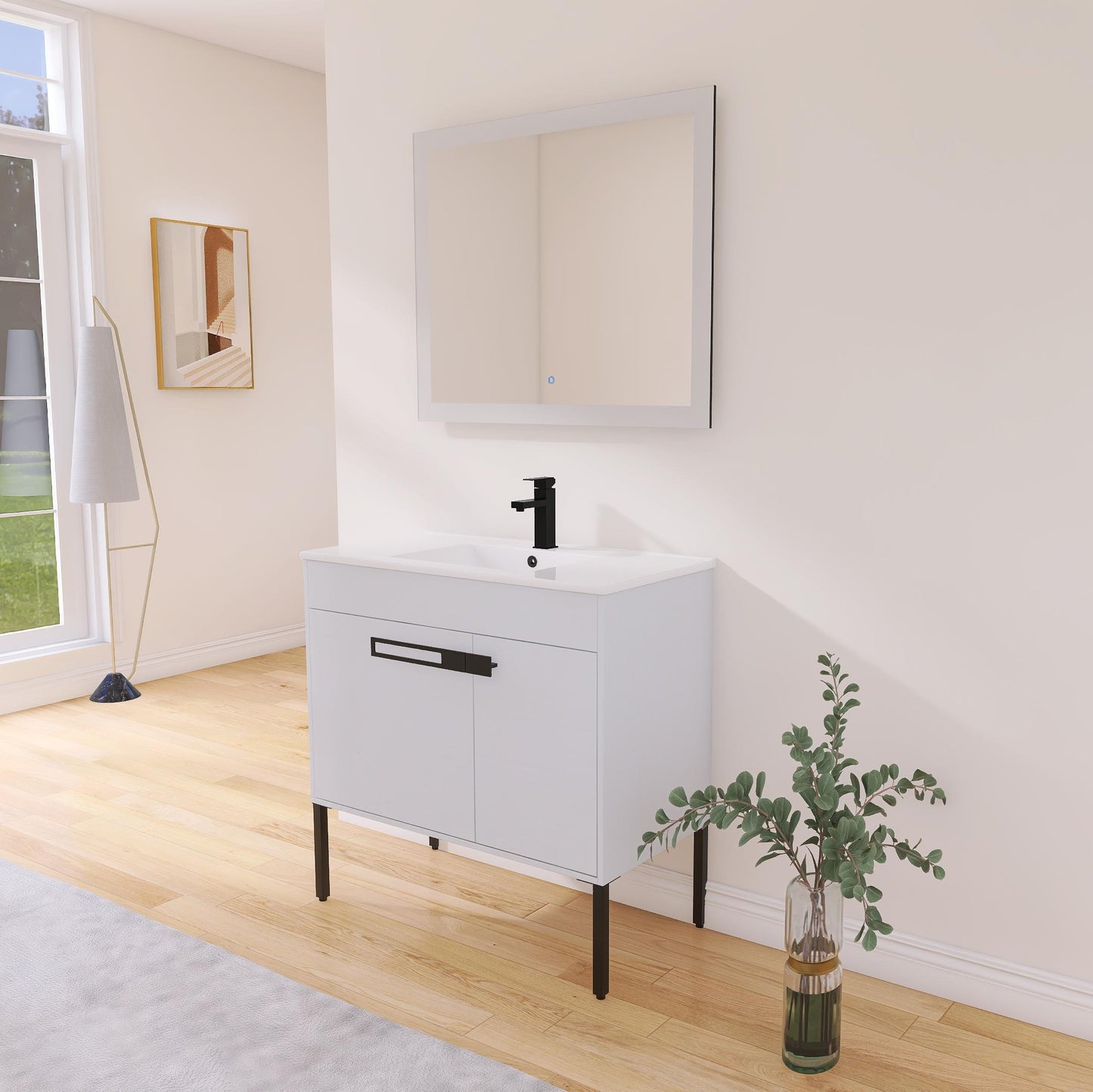 Bathroom Vanity with Sink 36 Inch, with Soft Close Doors, 36x18