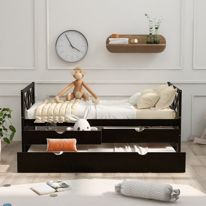 Multi-Functional Daybed with Drawers and Trundle, Espresso