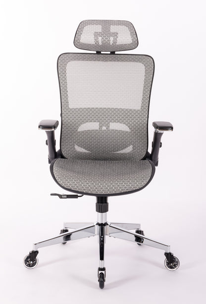 Ergonomic Mesh Office Chair - Rolling Home Desk Chair with 4D Adjustable Flip Armrests,  Adjustable Lumbar Support and Blade Wheels(GREY MESH)