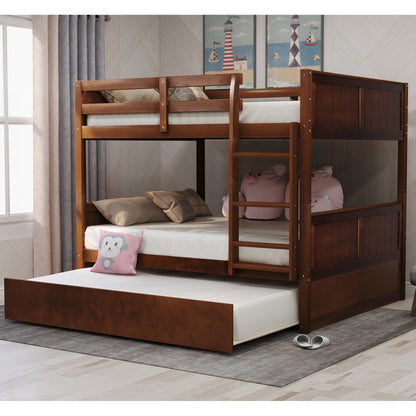 Full Over Full Bunk Bed with Twin Size Trundle, Walnut （ old sku: LP000250AAL)