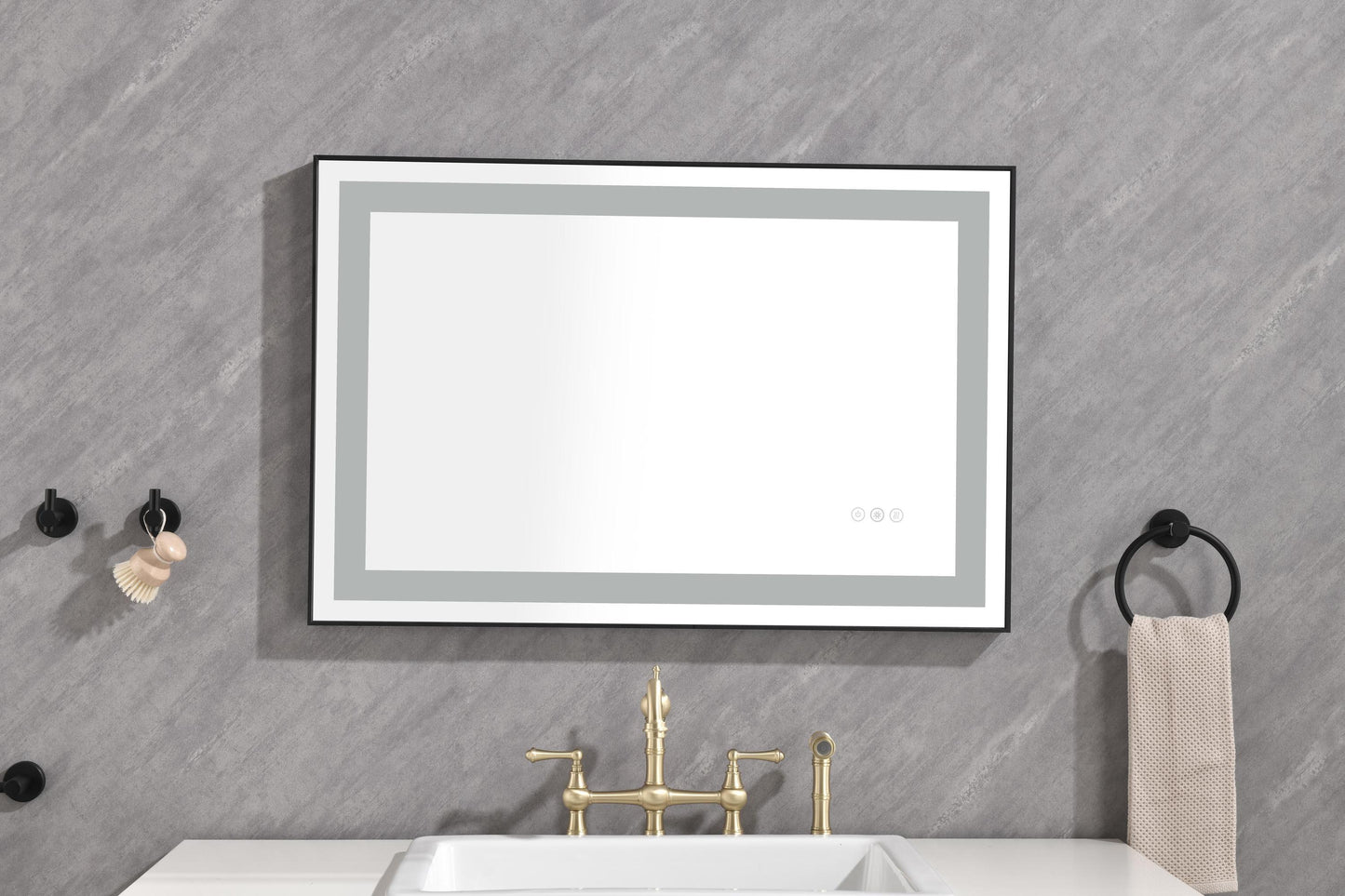 LED Lighted Bathroom Wall Mounted Mirror with High Lumen+Anti-Fog Separately Control