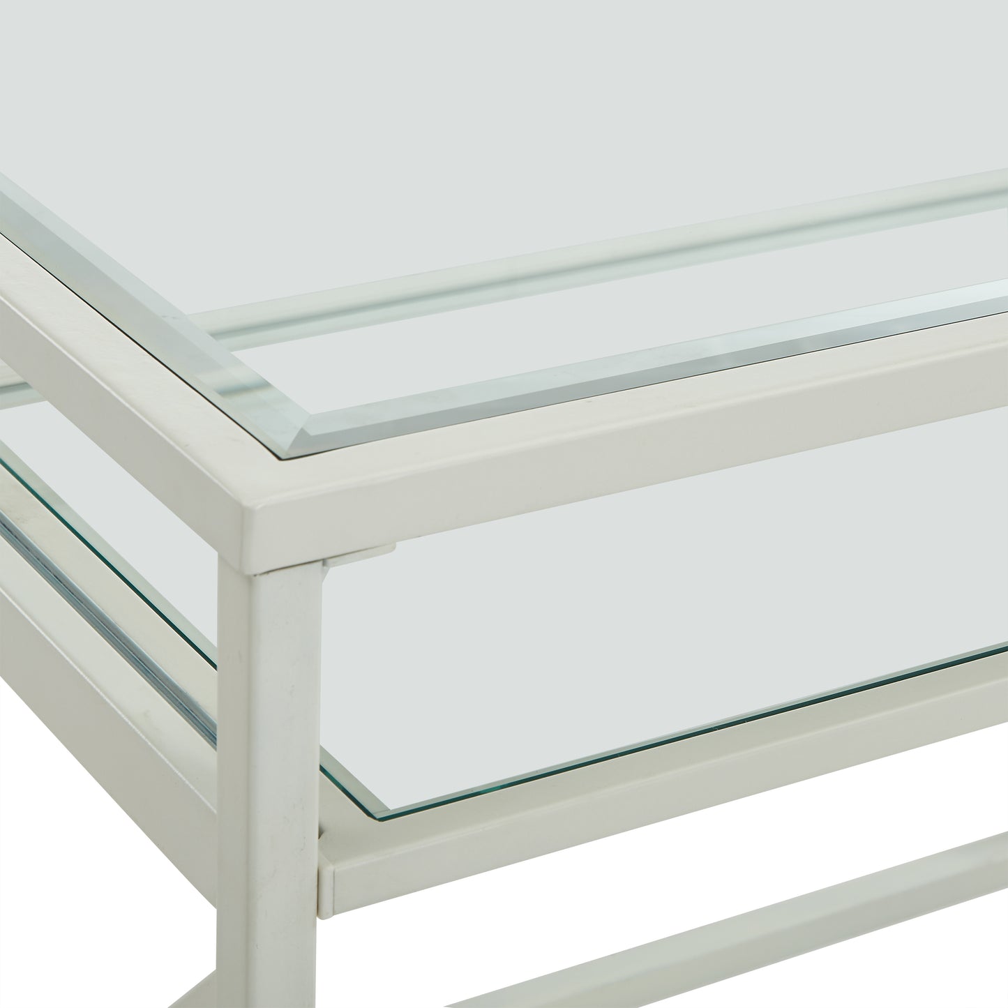 Elvan Metal/Glass Small-Space Desk - White