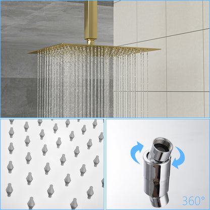 16" Rain Shower Head Systems, Gold,Ceiling Mounted shower