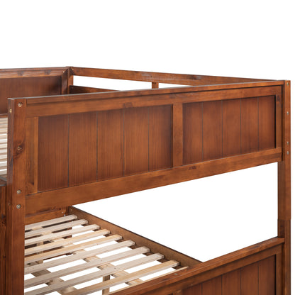 Full Over Full Bunk Bed with Twin Size Trundle, Walnut （ old sku: LP000250AAL)