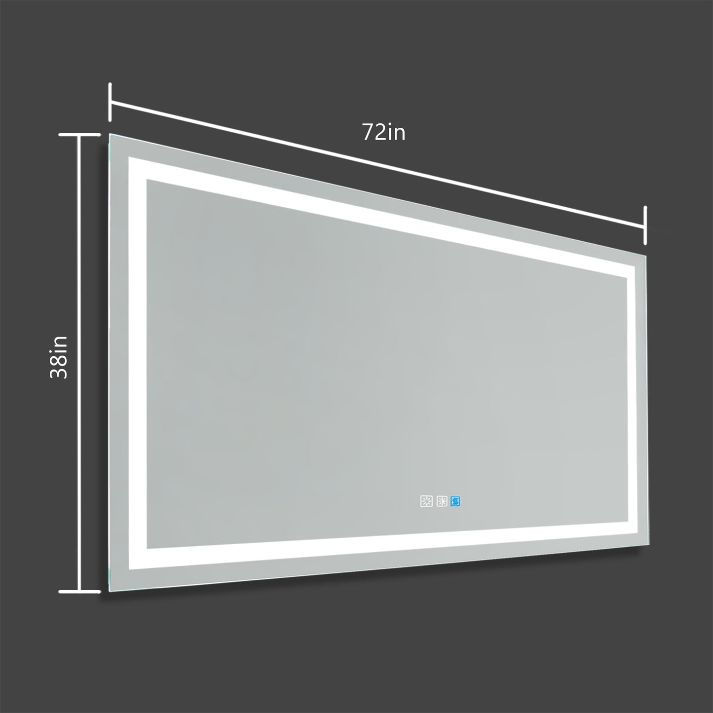 LED Bathroom Mirror, 72 x 38 inch, Anti Fog,Time,Thermometer,Not Dimmable,Color Temper 3000K-6400K,90+ CRI, Waterproof IP44,Horizontal Wall Mounted Way Only