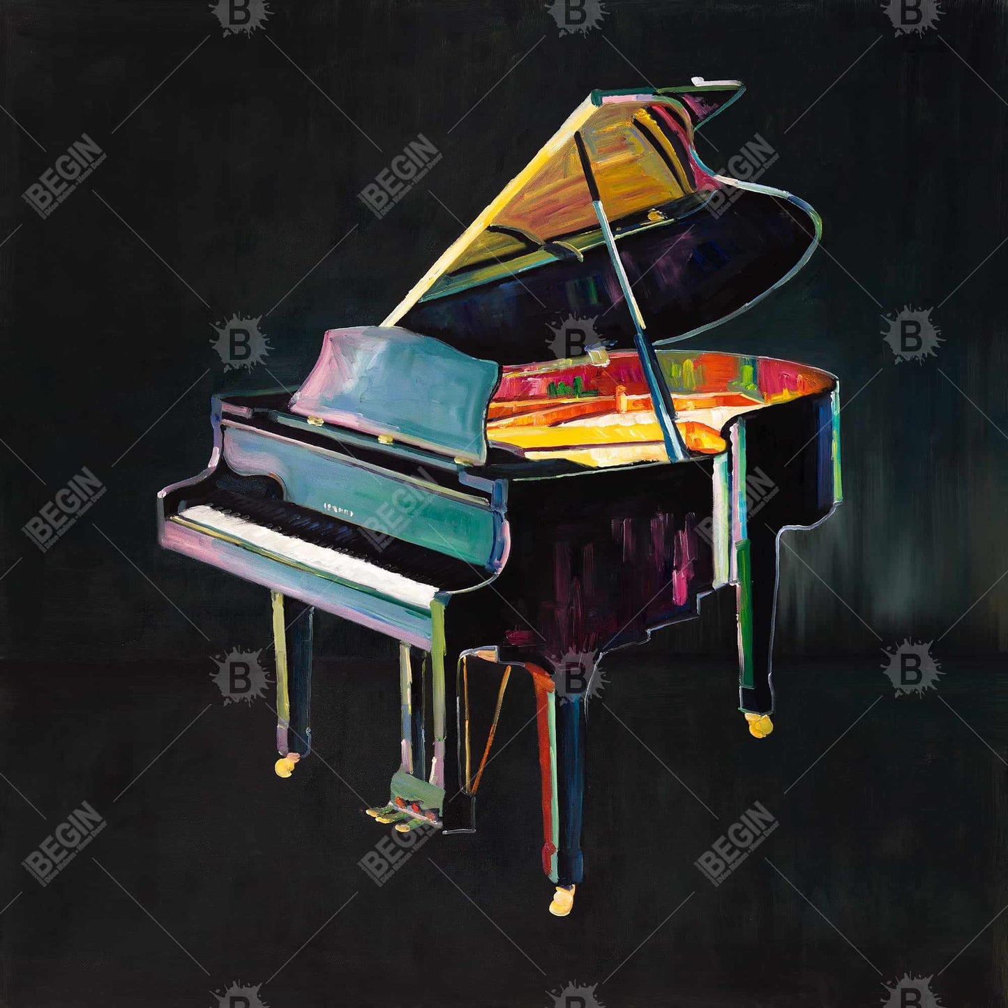 Colorful realistic piano - 32x32 Print on canvas