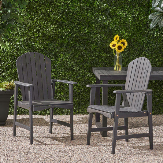Gray outdoor ADIRONDACK solid wood lounge chair can be used as an outdoor dining chair(Set of 2)