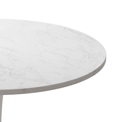 32"Modern Round Dining Table with Printed White Marble Table Top,Metal Base Dining Table, End Table Leisure Coffee Table