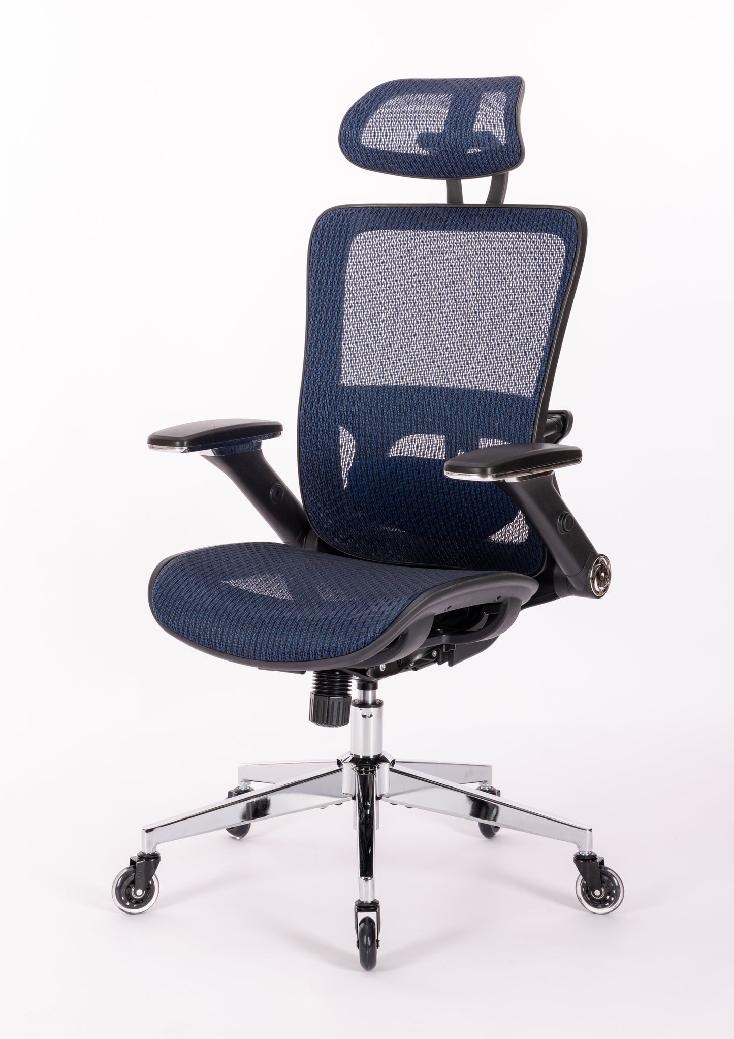 Ergonomic Mesh Office Chair - Rolling Home Desk Chair with 4D Adjustable Flip Armrests,  Adjustable Lumbar Support and Blade Wheels(BLUE MESH)