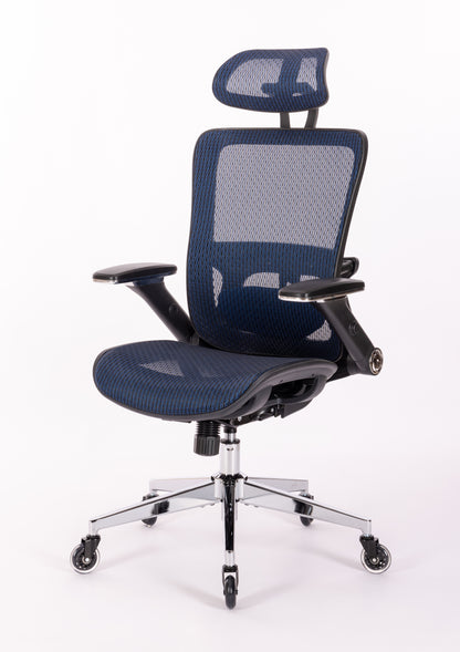 Ergonomic Mesh Office Chair - Rolling Home Desk Chair with 4D Adjustable Flip Armrests,  Adjustable Lumbar Support and Blade Wheels(BLUE MESH)