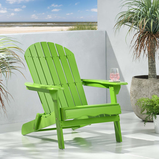 Cartagena Outdoor Acacia Wood  Light Green Adirondack   Chair